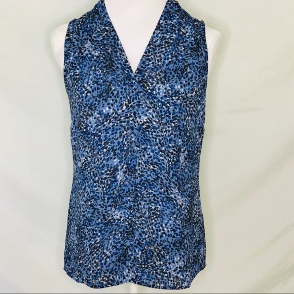 Nic+Zoe Blue Leopard swirl print Top Sz XS
